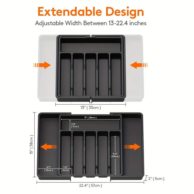 TEMU Cross-border New Expandable Utensil Tray Extended Tableware Storage Box Home Amazon