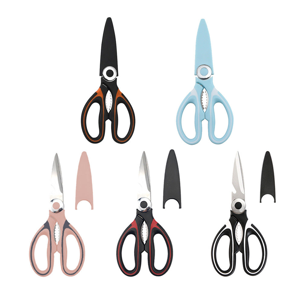 Multi-functional kitchen scissors household fish cutting vegetables roast meat chicken duck bones large stainless steel kitchen scissors wholesale