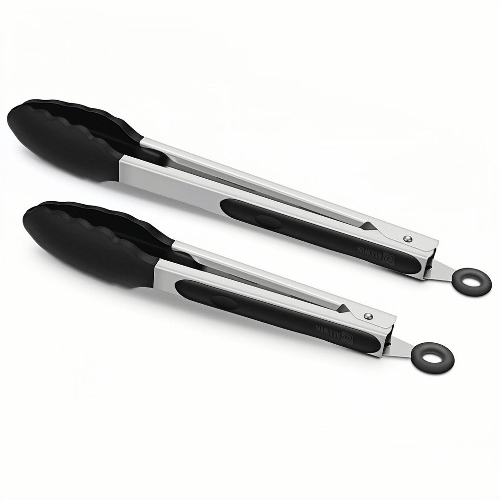 Cross-Border Black Silicone Clip High Temperature Resistant Kitchen Food Frying Stainless Steel Bread Clip Steak Clip Kitchen Food Clip