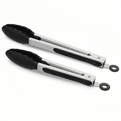 Cross-Border Black Silicone Clip High Temperature Resistant Kitchen Food Frying Stainless Steel Bread Clip Steak Clip Kitchen Food Clip