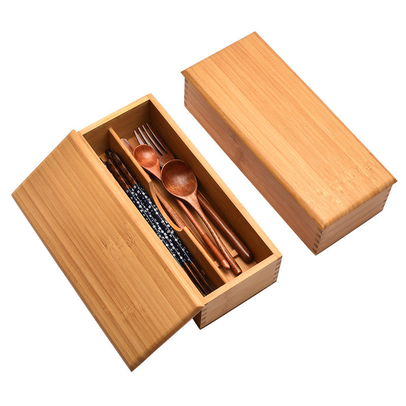 Japanese style chopsticks box with lid hotel spoon Fork tableware storage box lettering kitchen supplies compartment chopsticks basket