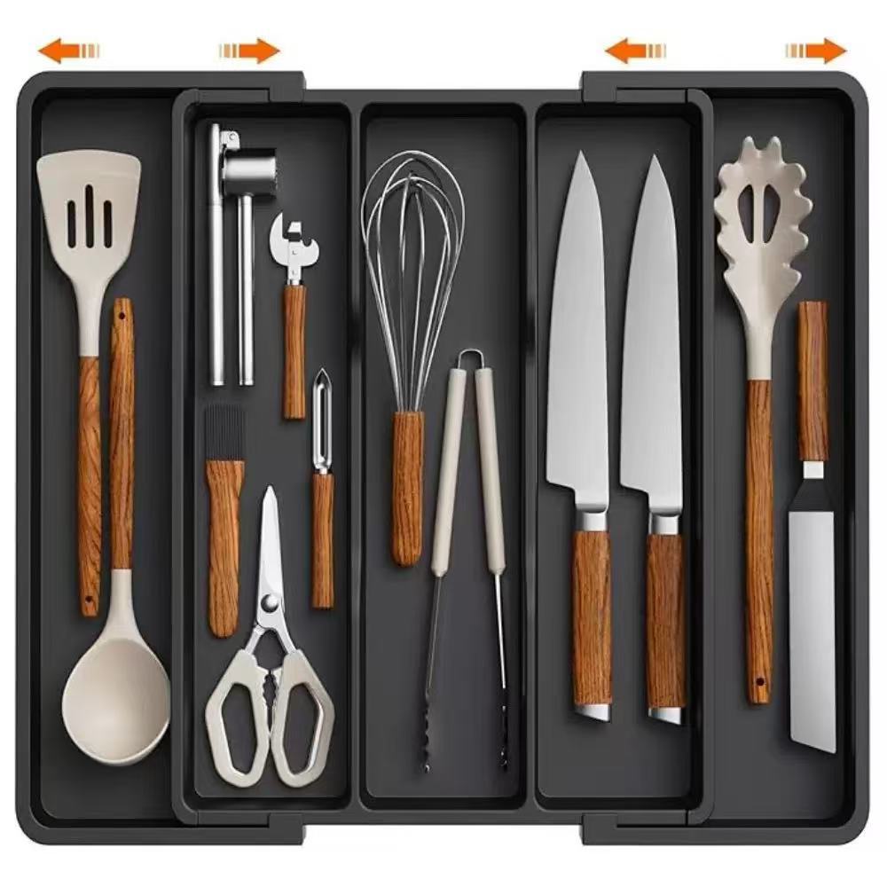 TEMU Cross-border New Expandable Utensil Tray Extended Tableware Storage Box Home Amazon