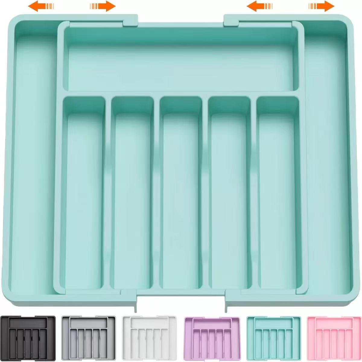 TEMU Cross-border New Expandable Utensil Tray Extended Tableware Storage Box Home Amazon