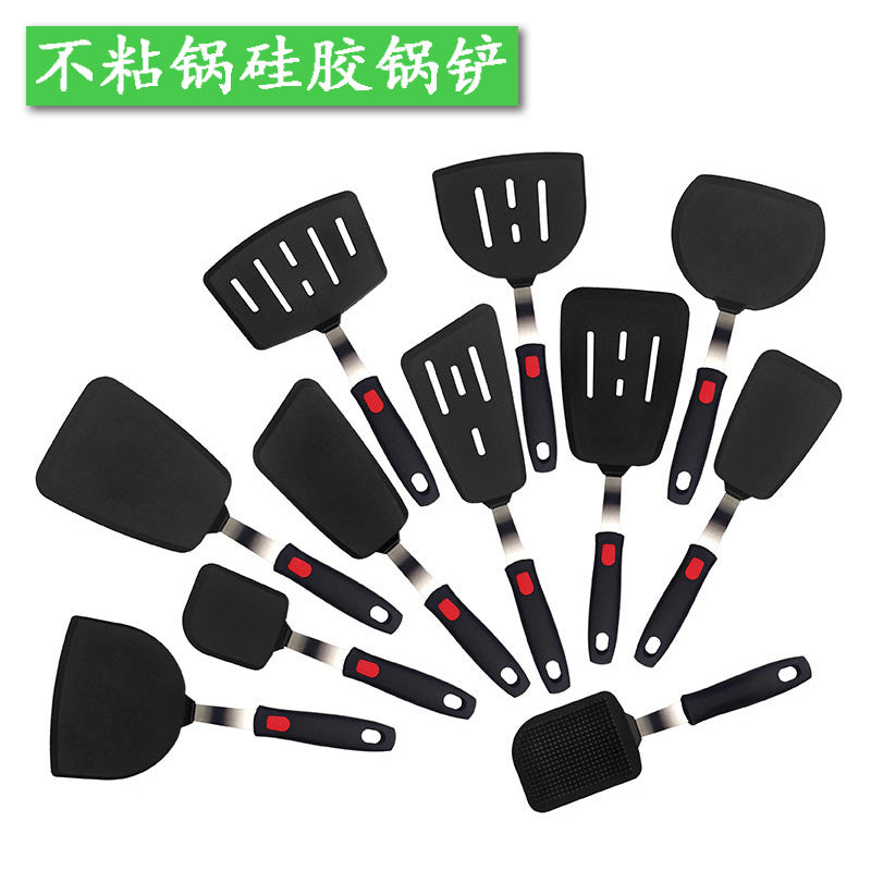 Cross-Border Silicone Cooking Utensils Non-Stick Pan Silicone Spatula Teppanyaki Cooking Spatula Pancake Tamagoyaki Spatula Leaking Spatula