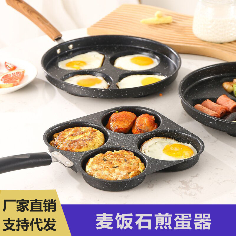 Manufacturer Wholesale Pancake Frying Pan Flats Bottom Four-Hole Non-Stick Pan Household Omelette Artifact Breakfast Pan Kitchen Utensils Eggs