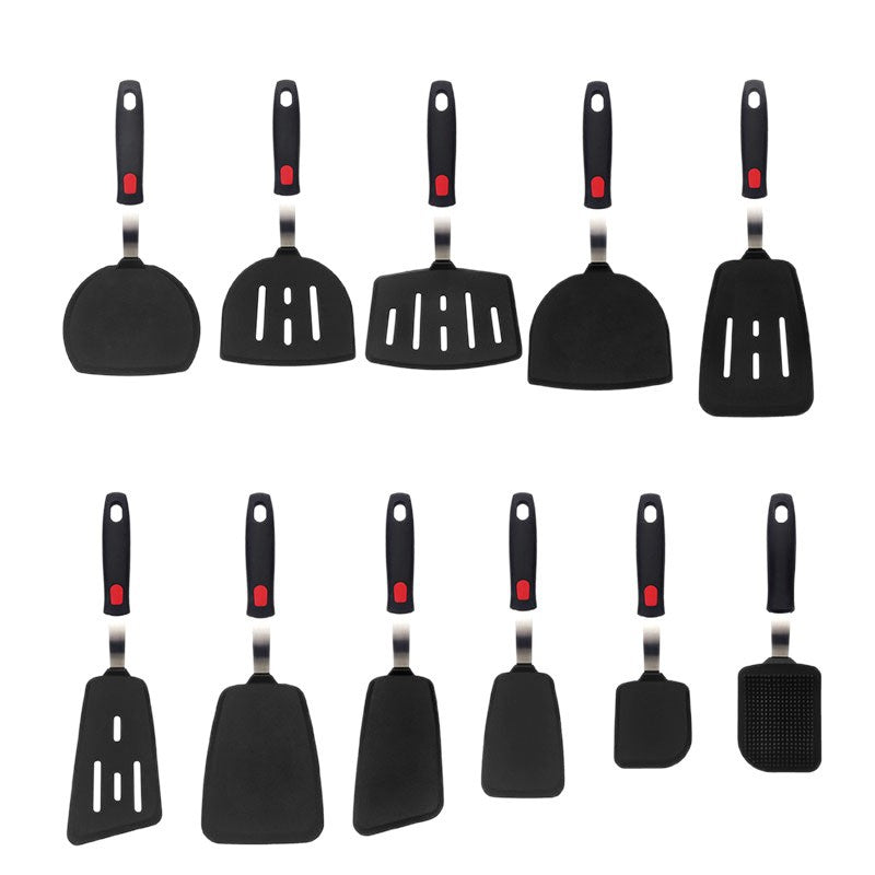 Cross-Border Silicone Cooking Utensils Non-Stick Pan Silicone Spatula Teppanyaki Cooking Spatula Pancake Tamagoyaki Spatula Leaking Spatula
