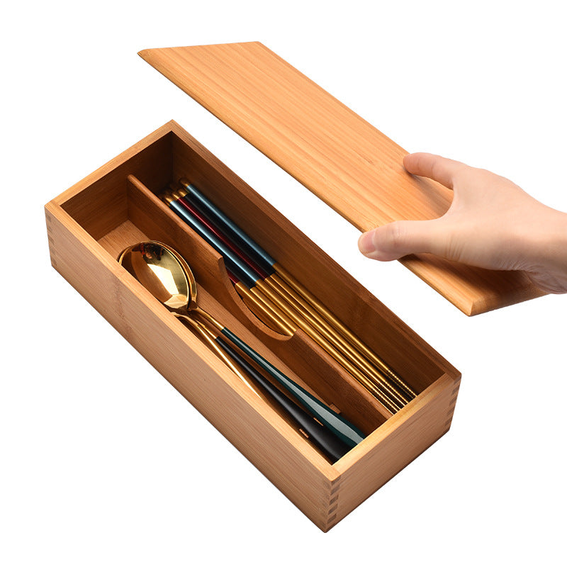 Japanese style chopsticks box with lid hotel spoon Fork tableware storage box lettering kitchen supplies compartment chopsticks basket