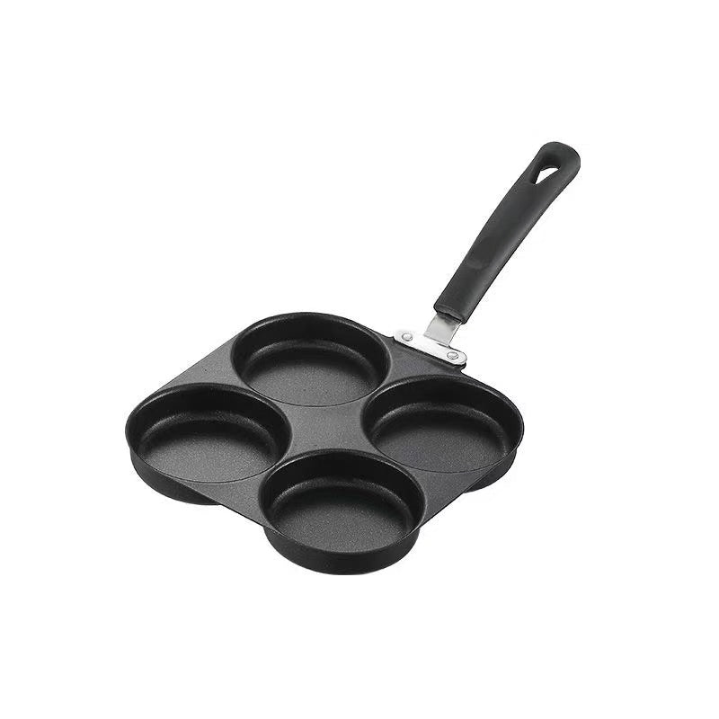 Manufacturer Wholesale Pancake Frying Pan Flats Bottom Four-Hole Non-Stick Pan Household Omelette Artifact Breakfast Pan Kitchen Utensils Eggs