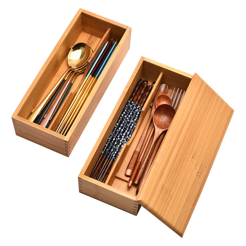 Japanese style chopsticks box with lid hotel spoon Fork tableware storage box lettering kitchen supplies compartment chopsticks basket