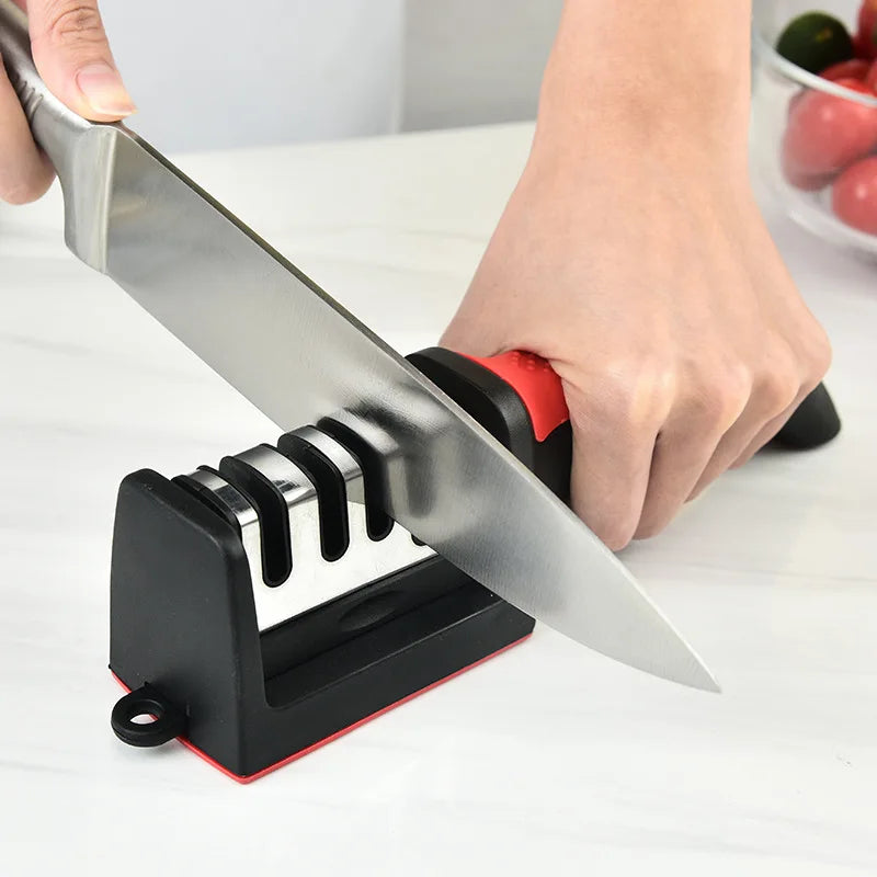 Kitchen 4Segment Knife Sharpener / Hand-Held Black Sharpening Stone
