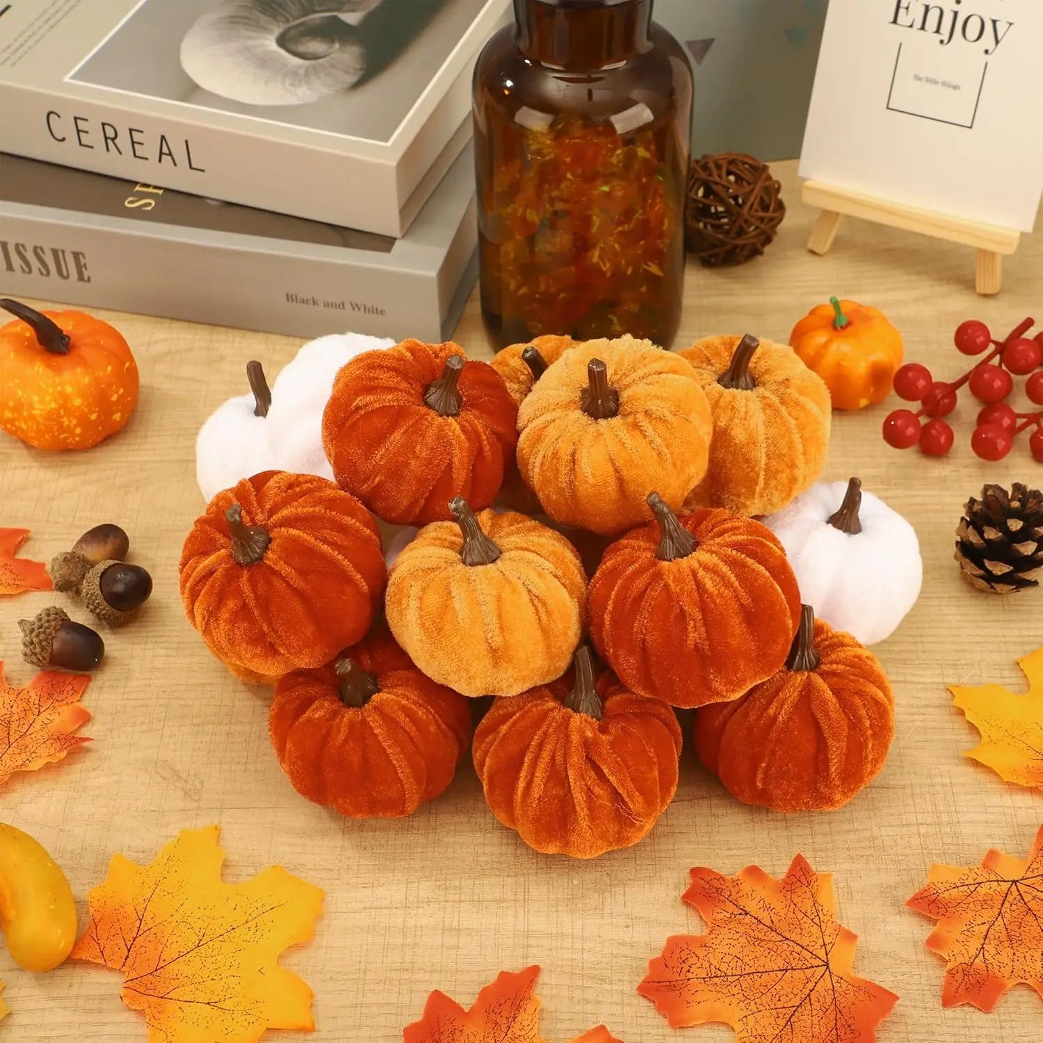 Velvet Pumpkin Decor Set