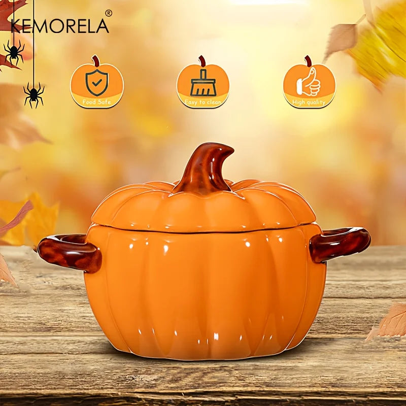Ceramic Pumpkin Casserole Bowl
