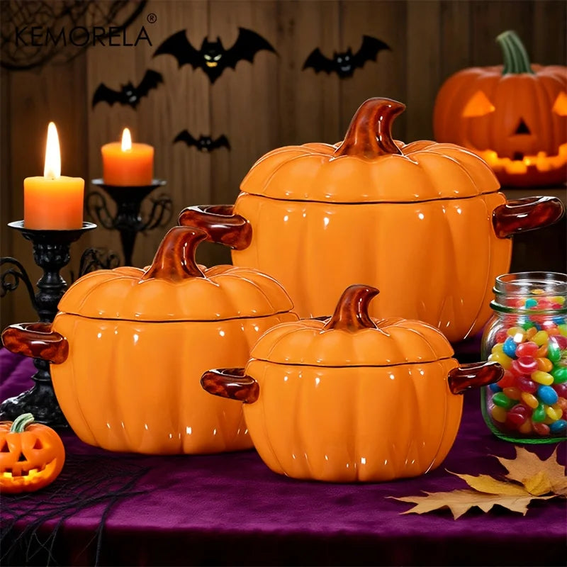 Ceramic Pumpkin Casserole Bowl