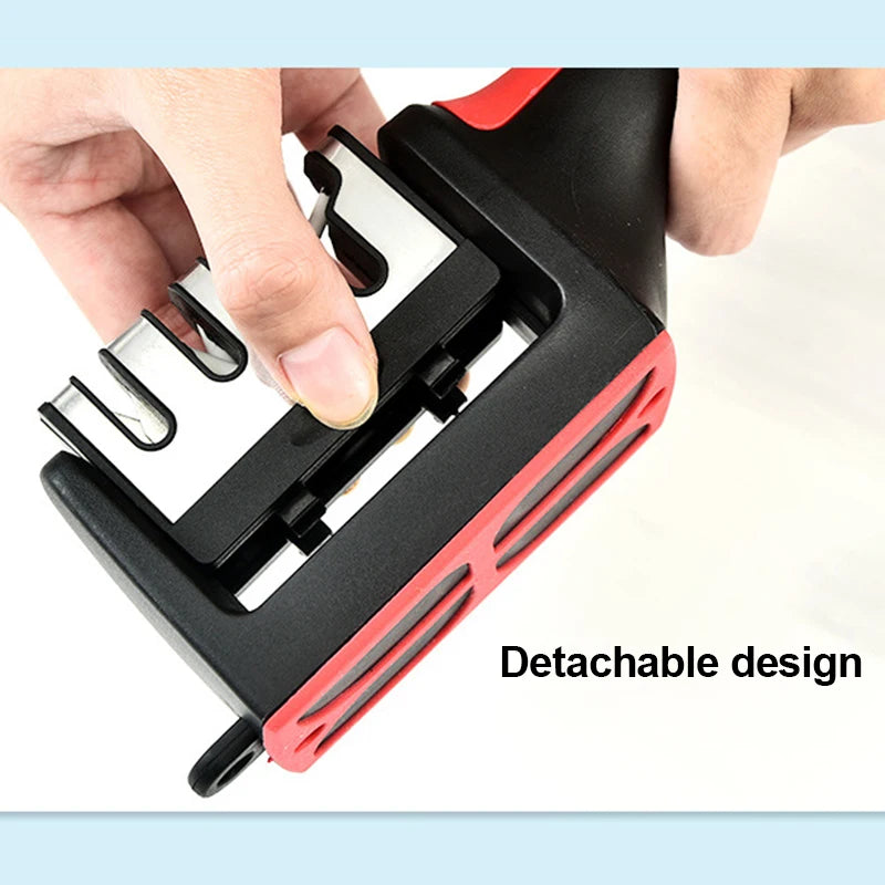 Kitchen 4Segment Knife Sharpener / Hand-Held Black Sharpening Stone