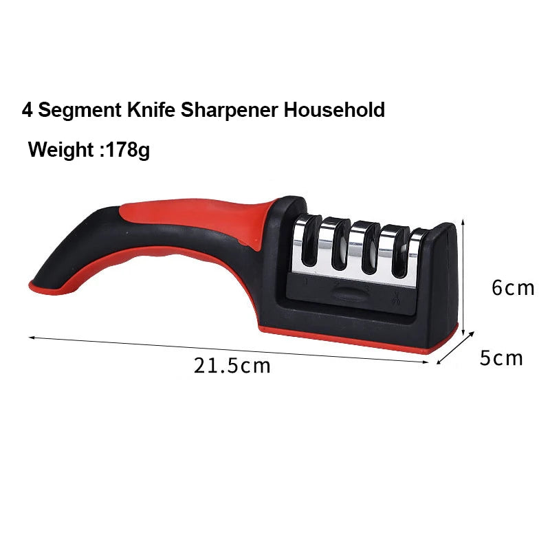 Kitchen 4Segment Knife Sharpener / Hand-Held Black Sharpening Stone