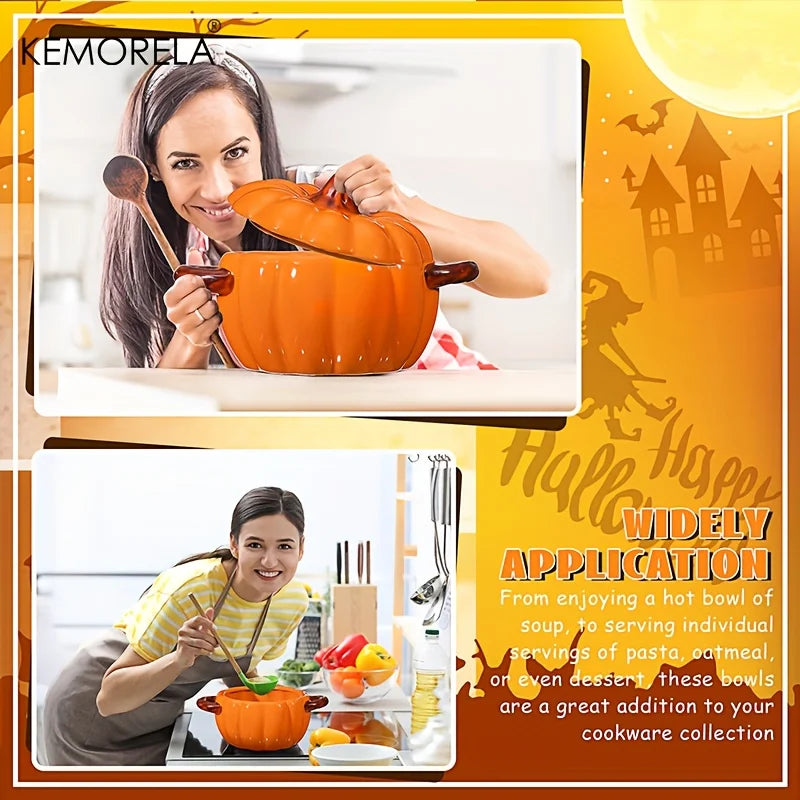 Ceramic Pumpkin Casserole Bowl