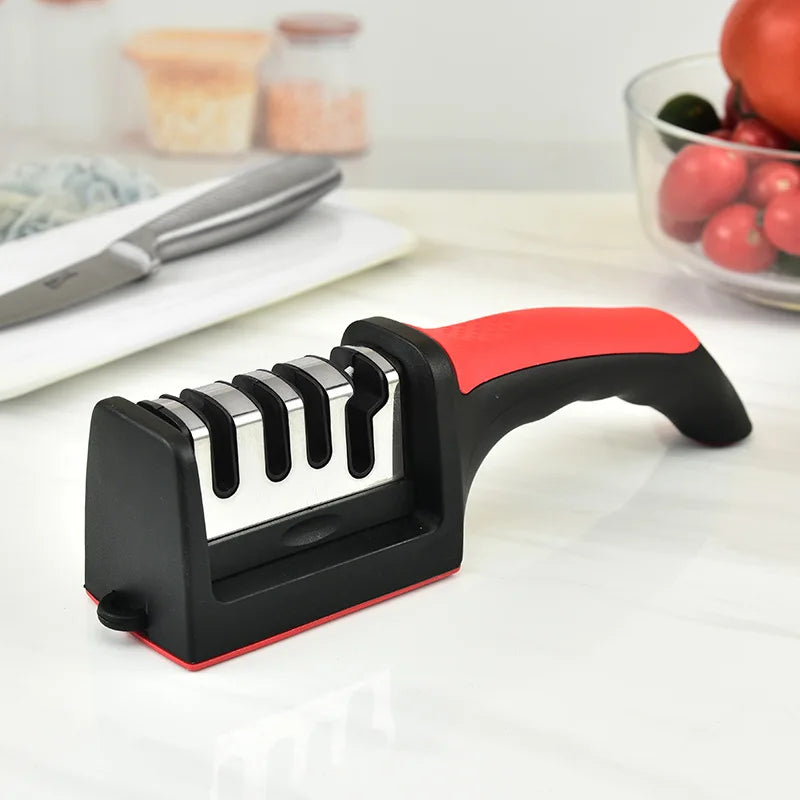 Kitchen 4Segment Knife Sharpener / Hand-Held Black Sharpening Stone