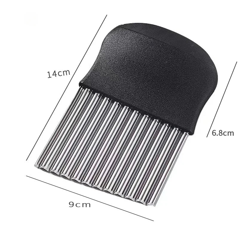 Stainless Steel Potato Chip Slicer Dough Vegetable Fruit Crinkle Wavy Kitchen Knife Cutter Chopper French Fry Maker