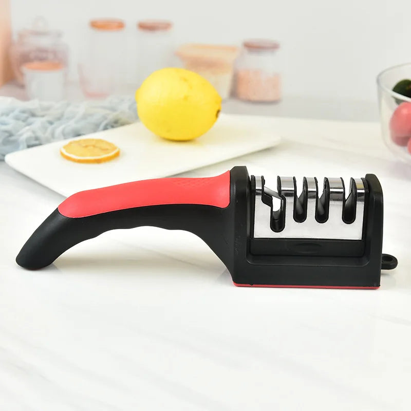Kitchen 4Segment Knife Sharpener / Hand-Held Black Sharpening Stone