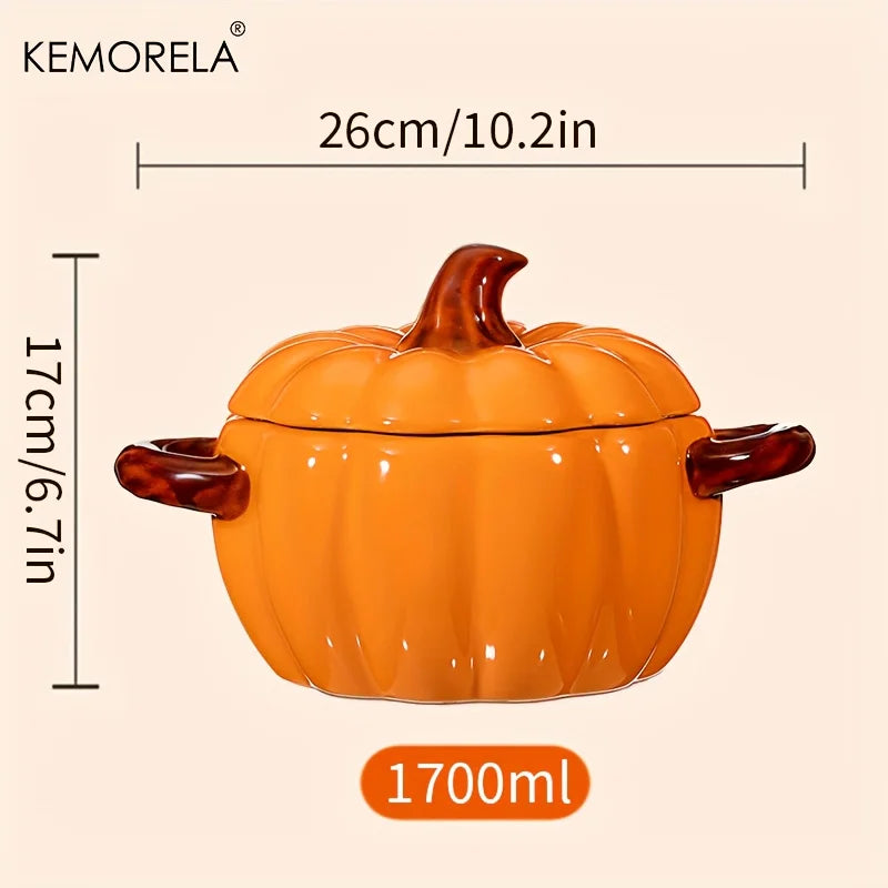 Ceramic Pumpkin Casserole Bowl